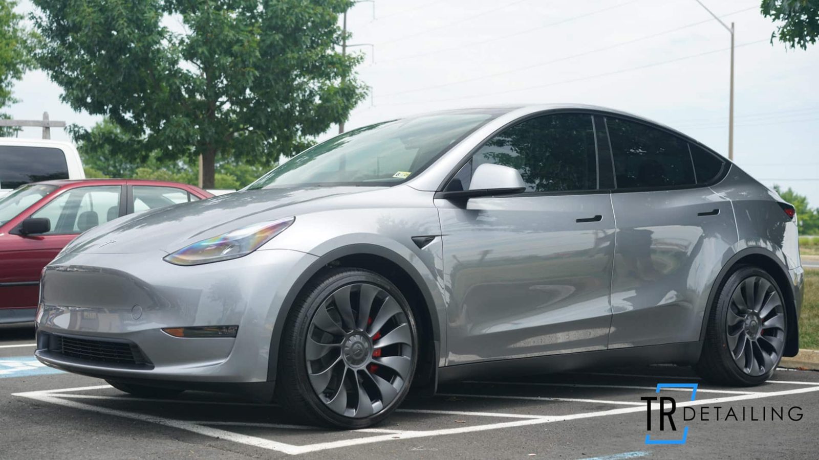 Grey Tesla Model Y with paint protection film